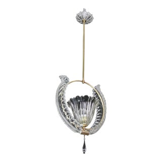1950s Amazing Murano Glass Art Deco Pendant Chandelier by Ercole Barovier, 1940s For Sale