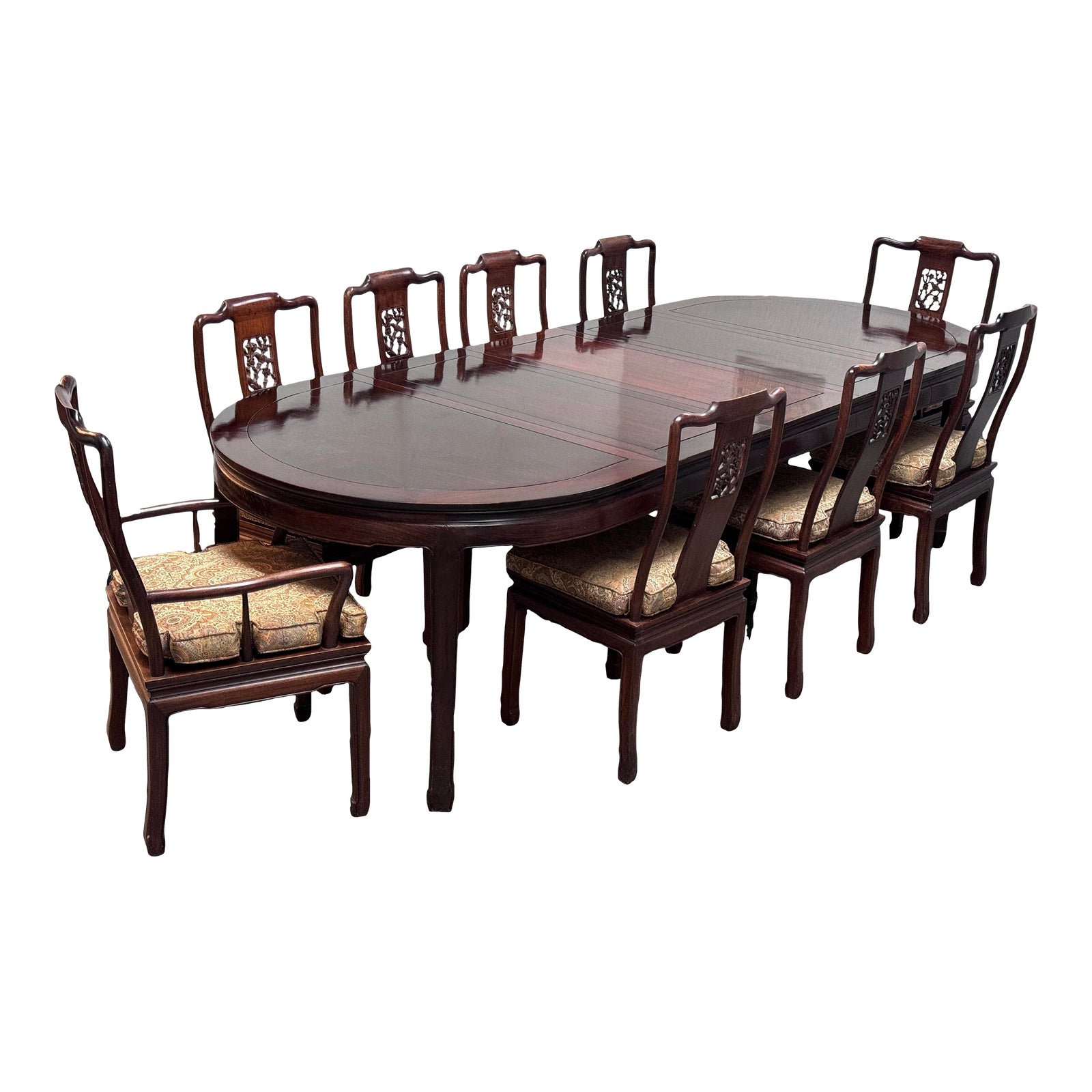 Vintage Rosewood Extension Dining Room Table With Nine Dining Chairs ...