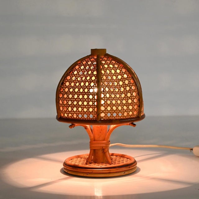 Table Lamps in Rattan and Vienna Straw by Louis Sognot, Italy, 1960s, Set of 2 For Sale - Image 13 of 14