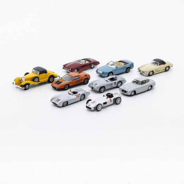 Miniature Mercedes Cars, Set of 9 For Sale - Image 6 of 6