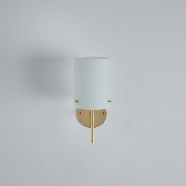 Gold 1950s Tito Agnoli Brass & Glass Cylindrical Wall Lamp for O-Luce For Sale - Image 8 of 13