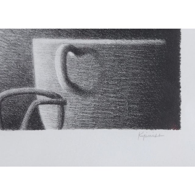 Tall Vase with Glasses Robert Kipniss Year: circa 1980 Size: x Framed size: 21.5 x 19 inches Lithograph, signed in pencil AP