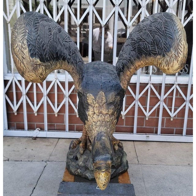 19th Century 19th C Monumental Hand Carved & Painted Eagle Sculpture For Sale - Image 5 of 8