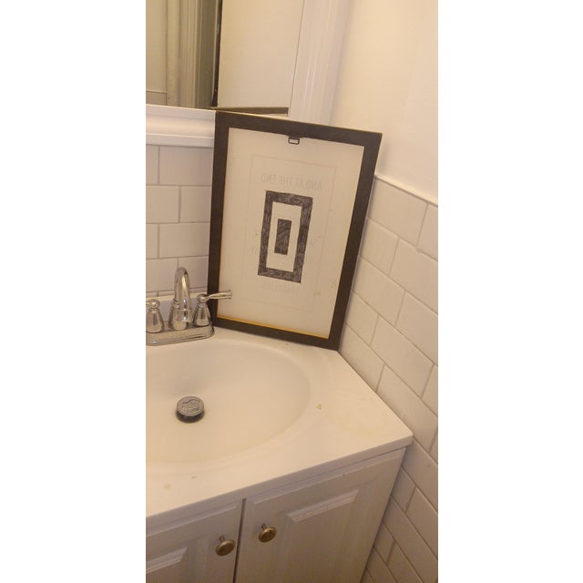 Reversible Mixed-Media Text Print & Hand-Drawn Geometric Canvas Wall Art - 12" X 18" For Sale - Image 4 of 9