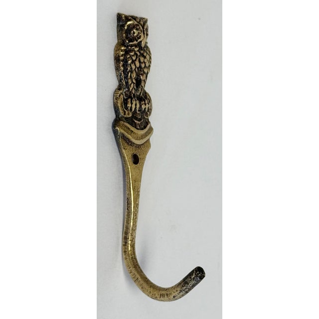 Vintage Brass Owl Wall Hook For Sale - Image 4 of 7
