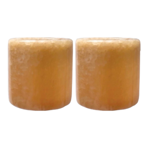 1980s Golden Amber Onyx Cylinder Candle Holders- Set of 2