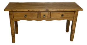Antique Pine Harvest/Console Table With Glass Knobs From England