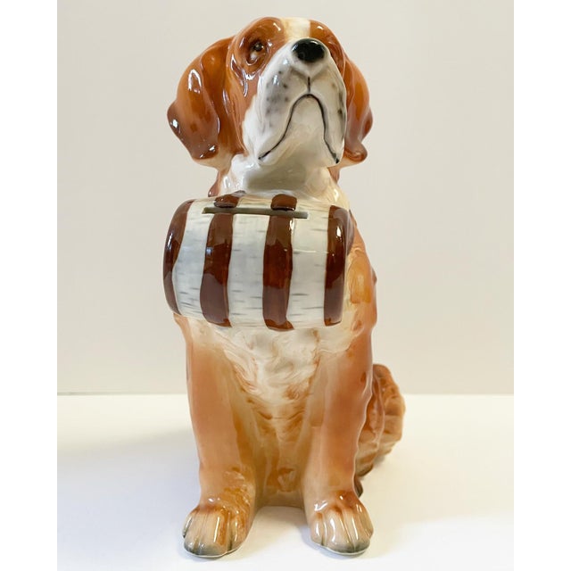 Large Vintage Ceramic and Glazed St. Bernard Dog Bank For Sale - Image 11 of 11