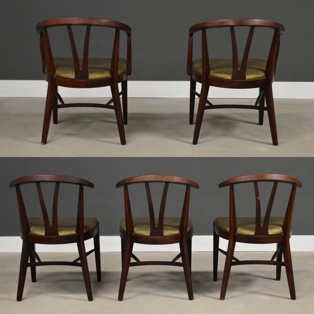 Mid-Century Modern Mid 20th Century Modern Mahogany Color Dining Chairs - Set of 5 For Sale - Image 3 of 10
