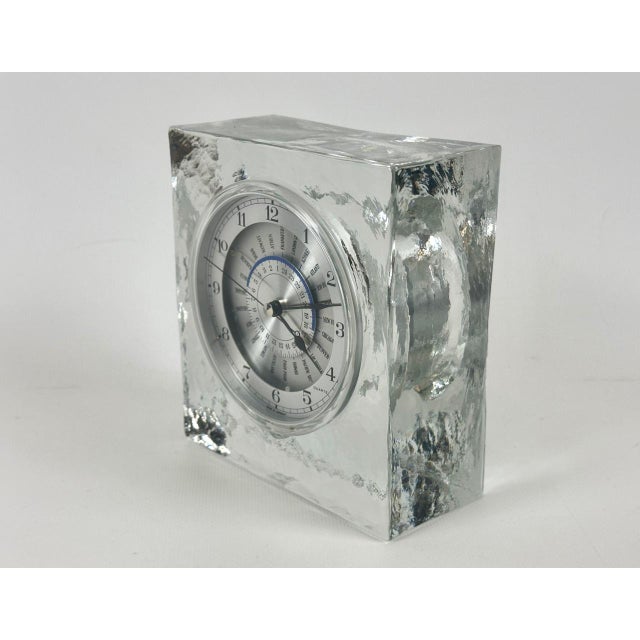 Postmodern Crystal World Time Table Clock by Rastal for Wiesenthal, 1980s For Sale - Image 4 of 13
