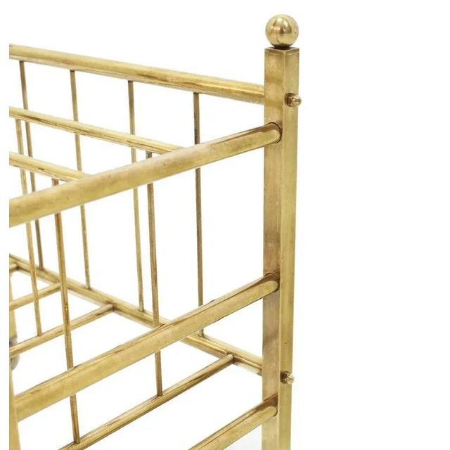 Mid-Century Modern Early 20th Century Solid Brass Magazine Rack For Sale - Image 3 of 9