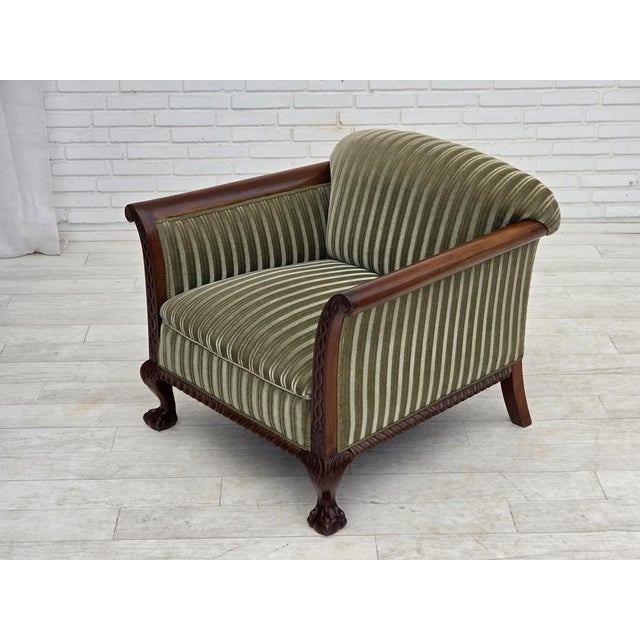 Danish Armchair in Furniture Velour and Teak Wood, 1950s For Sale - Image 10 of 15