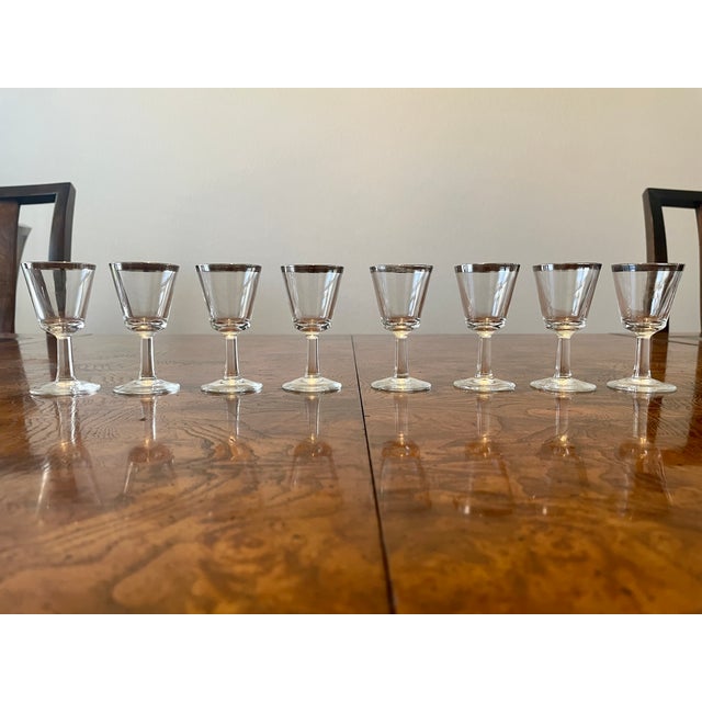 Platinum Rimmed Cordial Glasses- Set of 8 For Sale In Dallas - Image 6 of 8