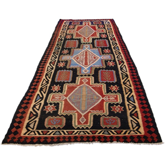 Tribal 1960s Vintage Turkish Kilim Multicolor Handmade Tribal Wool Runner For Sale - Image 3 of 10