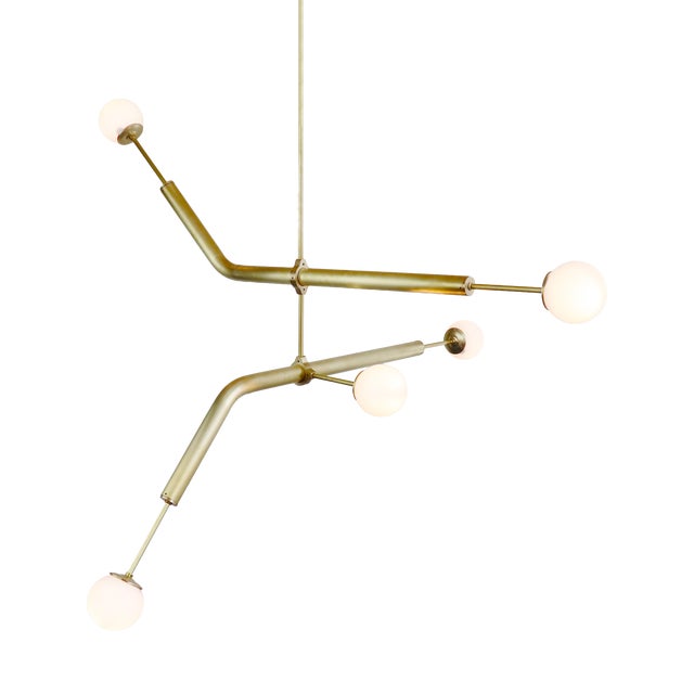 Brass Pendant Chandelier with Glass Globes 020.3 by Naama Hofman for Naama Hofman Light Objects For Sale