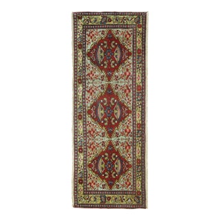 Jewel Tone Fine Quality Antique Persian Malayer Narrow Horizontal Woven Rug - 1'7" x 4'3" For Sale