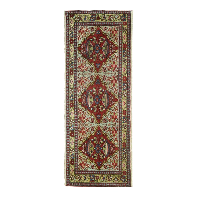 Jewel Tone Fine Quality Antique Persian Malayer Narrow Horizontal Woven Rug - 1'7" x 4'3" For Sale