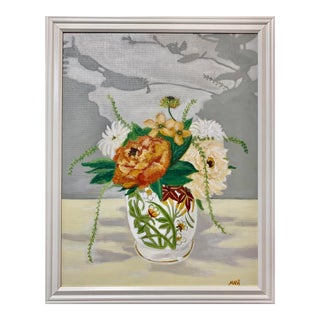 "Porcelain Compote" Contemporary Still Life Acrylic Painting, Framed For Sale