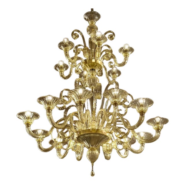 Modern Champagne Venetian Curls Murano Glass Chandelier by Simoeng For Sale
