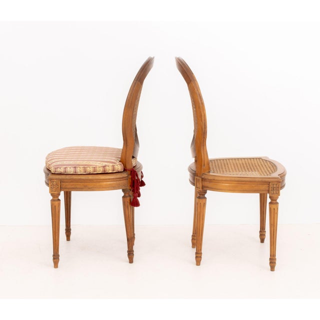Brown Set of Six Louis XVI Style Cane-Paneled Walnut Dining Chairs For Sale - Image 8 of 13