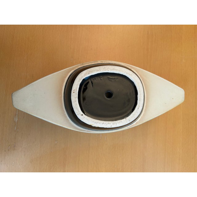 Ceramic Vintage Mid-Century Japanese Footed Ikebana Vase Signed For Sale - Image 7 of 9