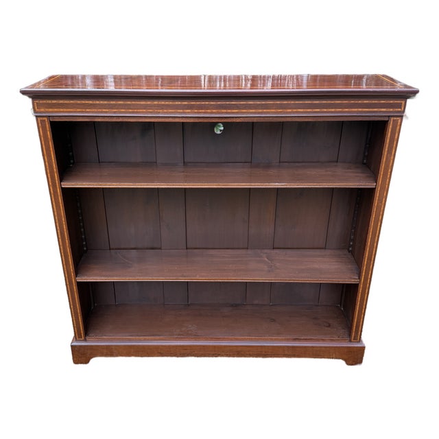 Antique Victorian Mahogany Open Bookcase, 1800s For Sale