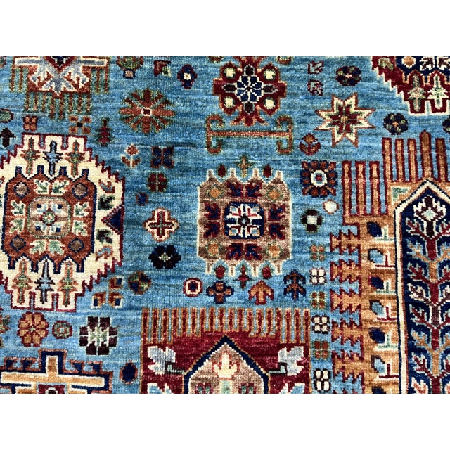 2000 - 2009 Turquoise Kazak Style Tree of Life Rug - 4'9" X 6'3" For Sale - Image 5 of 10