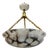 French Art Deco Black Veined Alabaster and Bronze Pendant Light, 1920s For Sale