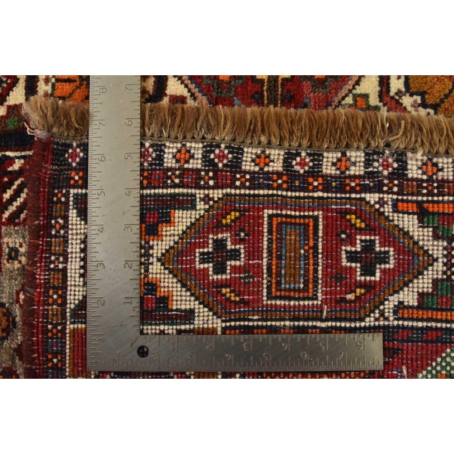 Qashqai Rug 3’7” X 5’1” Gray Wool Vintage Tribal Hand-Knotted Oriental Carpet For Sale - Image 13 of 13