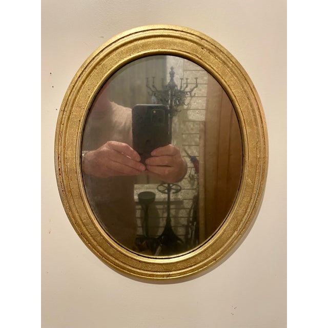 Pair of Vintage Gilt Oval Mirrors For Sale - Image 9 of 11