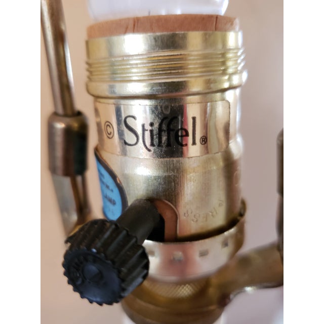 Metal Vintage Stiffel Hollywood Regency Gilded Table Lamp With Torch Flame & Lamp Shade For Sale - Image 7 of 9