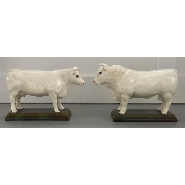 Large English Porcelain Models of White Cows Circa 1930 - a Pair For Sale - Image 13 of 13