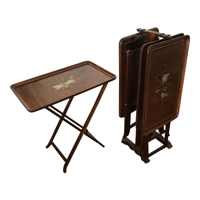 Vintage Italian Hand Painted TV Trays & Stand Chairish