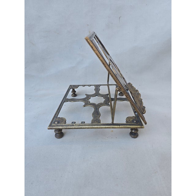 Early 20th Century Aged Brass Adjustable Book Stand For Sale - Image 5 of 12