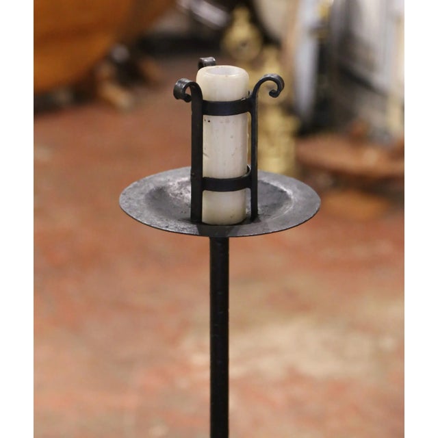 18th Century French Gothic Forged Wrought Iron Candle Holder For Sale In Dallas - Image 6 of 6
