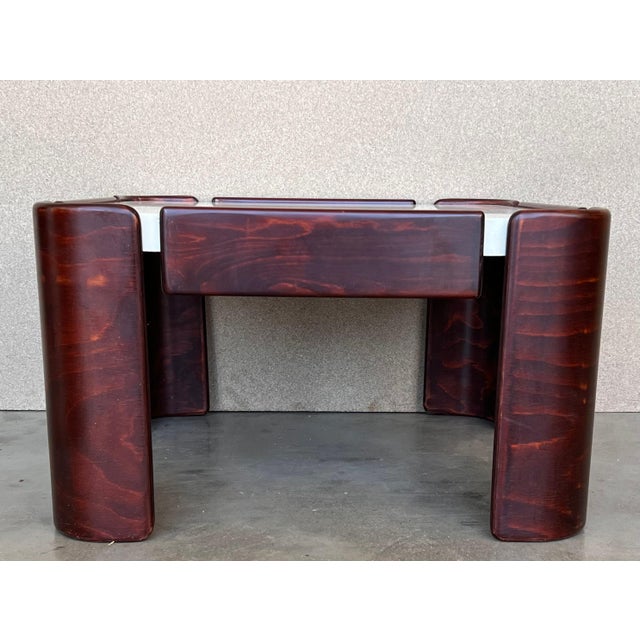 Mid-Century Modern Square Table with Curved Legs and White Top For Sale - Image 12 of 18
