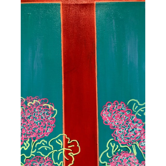 1990s Fauvist Style Oil Painting of Flower Planters in a Window by Molly Schiff For Sale - Image 9 of 10