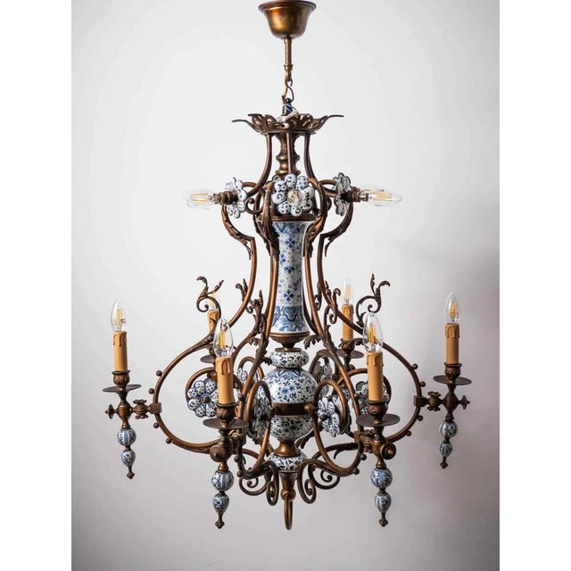 2000 - 2009 Large Antique Delft Chandelier For Sale - Image 5 of 14