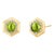 Syna Yellow Gold Hex Earrings with Peridot and Diamonds, a Pair For Sale