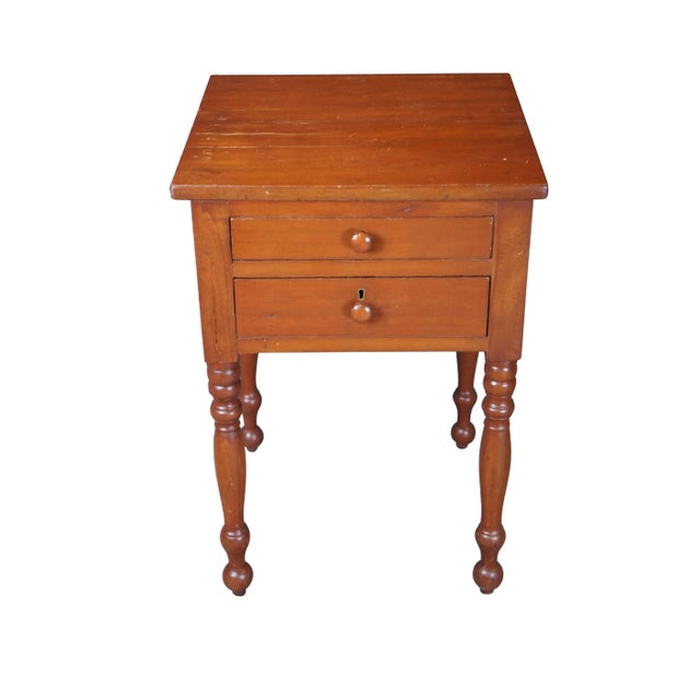 American Antique 19th Century Early American Primitive Cherry Accent Table Nightstand For Sale - Image 3 of 12
