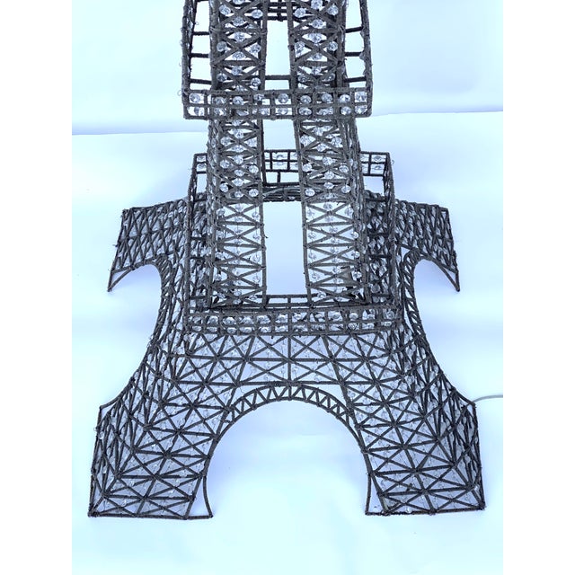Transparent Vintage Mid-Century Large 7 Foot Beaded Glass Floor Lamp in the Form of the Eiffel Tower For Sale - Image 8 of 11