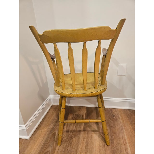 Farmhouse Rare 19th Century Ochre Painted Comb Back Windsor For Sale - Image 3 of 10