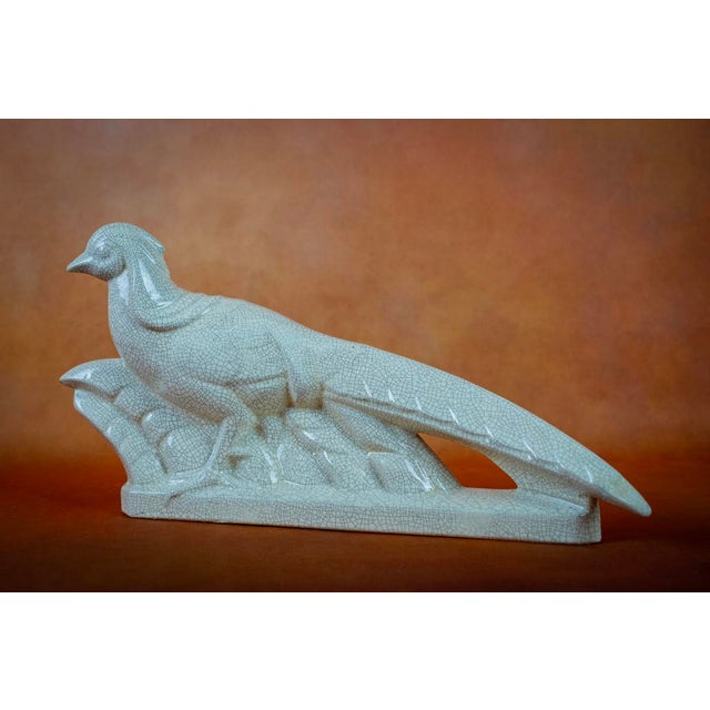Louis Fontinelle, Beige Glazed Crackled Earthenware Pheasant No. 181, 1920s, Earthenware For Sale - Image 11 of 11