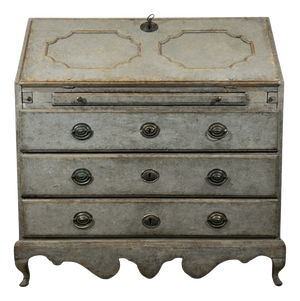 Antique Swedish Secretary in Brass and Pine