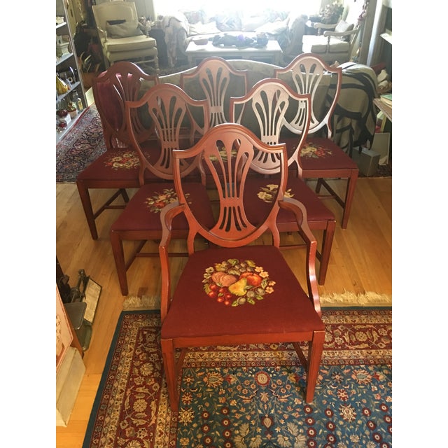 Antique Dining Room Needlepoint Seat Chairs Set of 6 Chairish