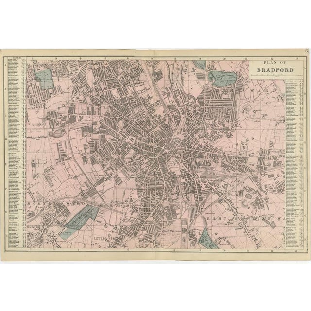 Victorian Bradford Street Plan Map by Edward Weller, 1885 For Sale - Image 10 of 10