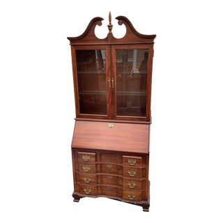 Late 20th Century Jasper Furniture Company Cherry Blockfront Secretary Desk For Sale