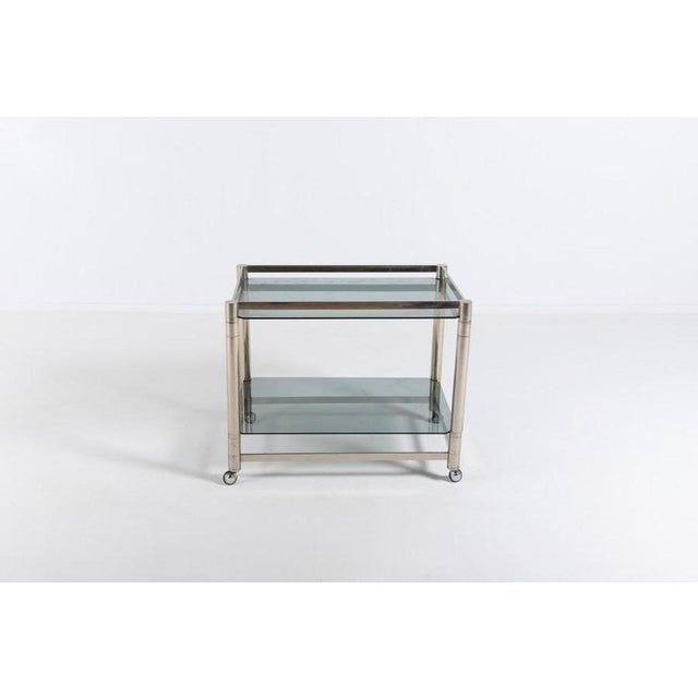 Chromed Steel Serving Cart Side Table, 1970s For Sale - Image 11 of 12