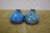 Blue 2 Vintage Blue Glazed Gourd Shaped Pinch Pot Pottery Bud Vases 2" For Sale - Image 8 of 14
