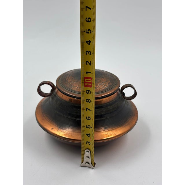 Metal Vintage Copper Bowl with Lid, 1940s For Sale - Image 7 of 13